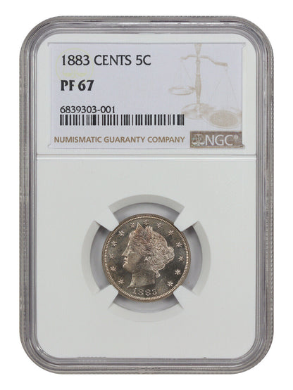 1883 5C With CENTS NGC PR67 - Liberty Nickel