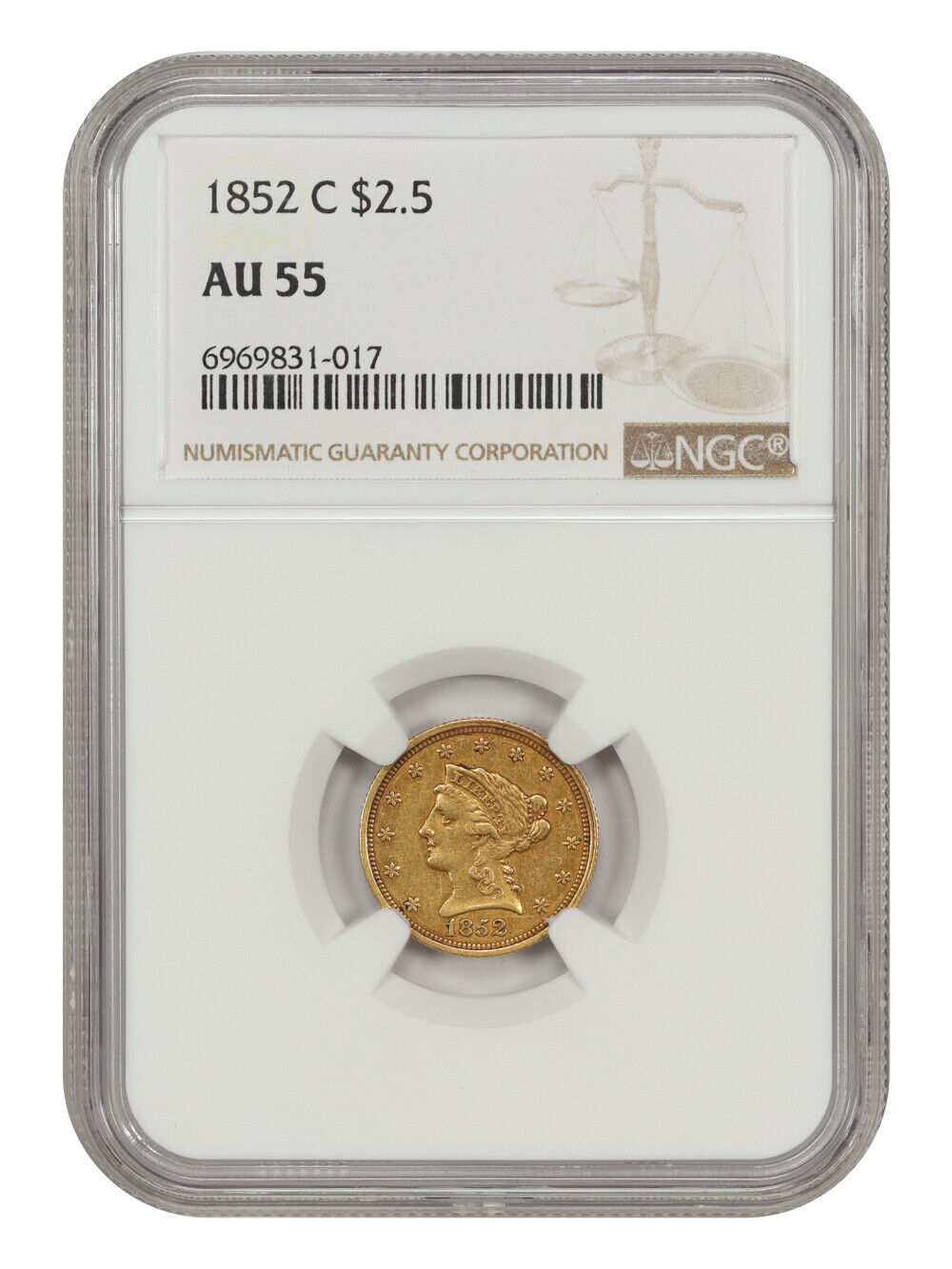 1852-C $2.50 NGC AU55 - Liberty Head $2.5