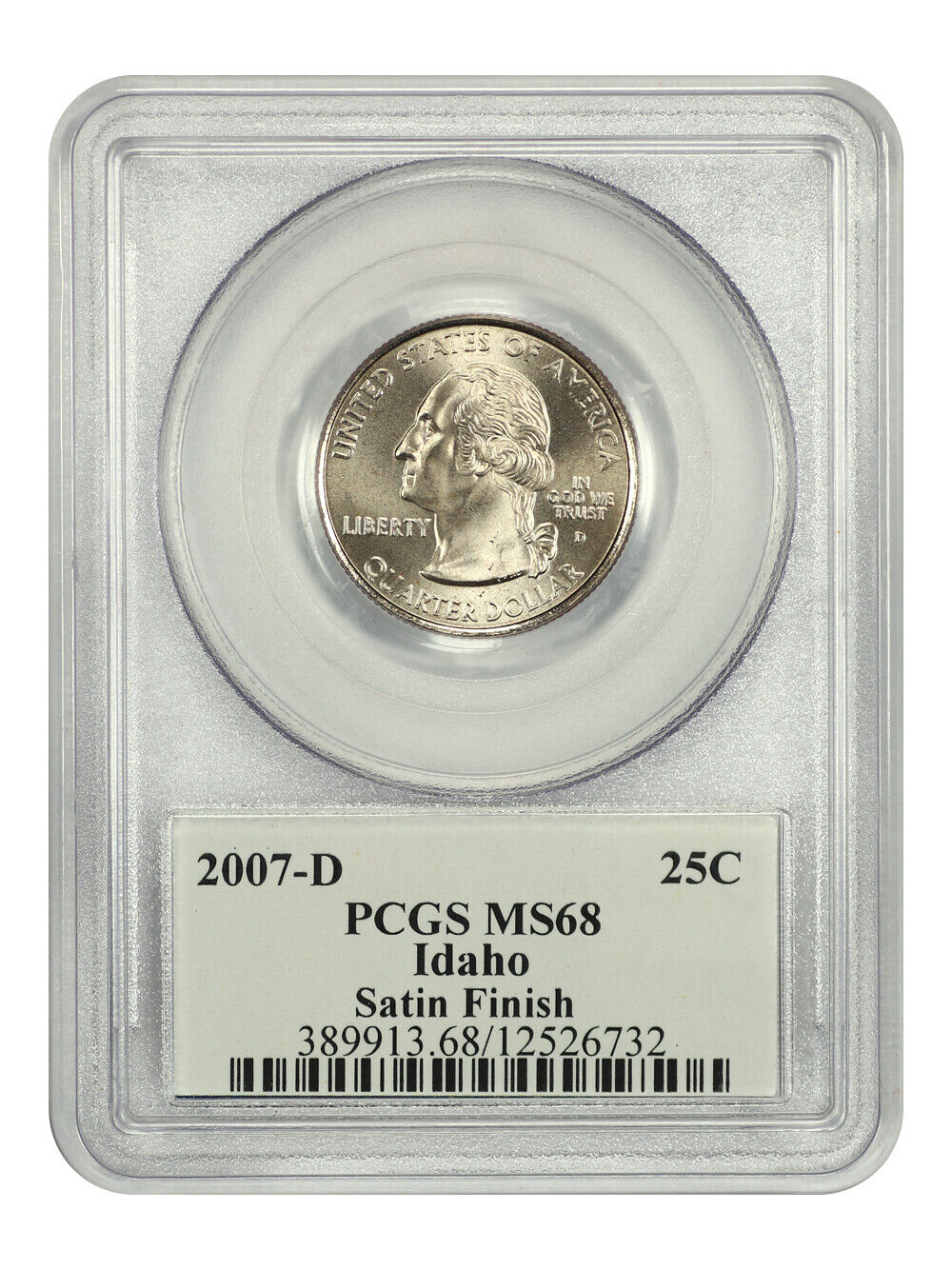 2007-D 25C Idaho PCGS SP68 (Satin Finish) - Washington 50 States Quarters