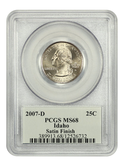 2007-D 25C Idaho PCGS SP68 (Satin Finish) - Washington 50 States Quarters