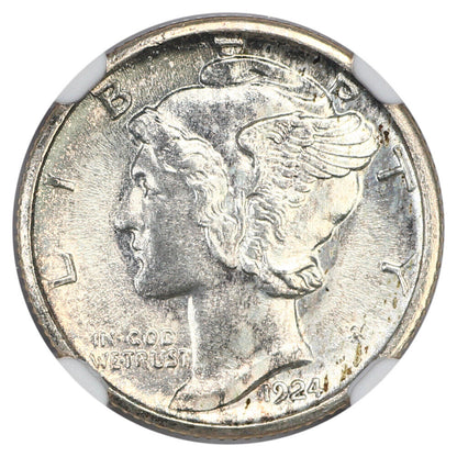 1924-S 10C NGC MS64+FB - Mercury Dime