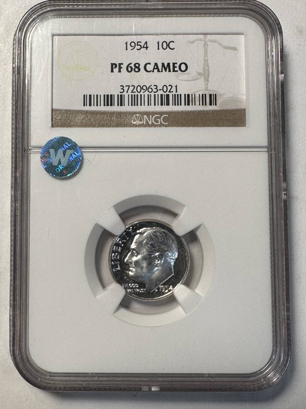 1954 P Dimes Roosevelt NGC PF-68 CAMEO sight White