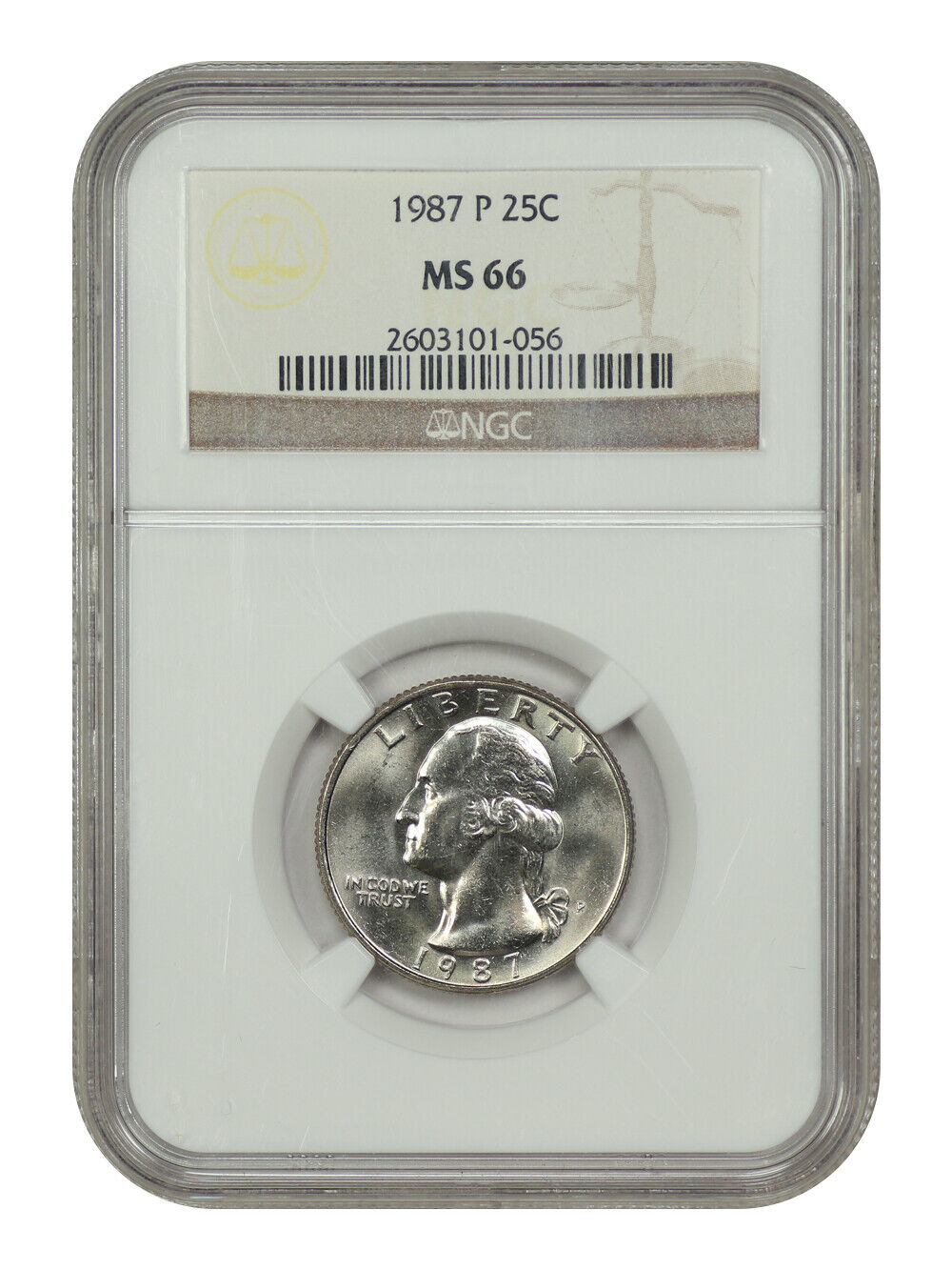 1987-P 25C NGC MS66 - Washington Quarter