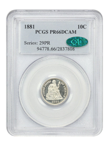 1881 10C PCGS/CAC PR66DCAM