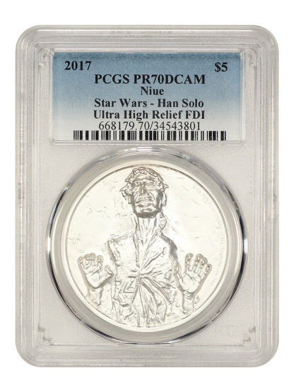 2017 Star Wars Han Solo $5 PCGS Proof 70 DCAM (UHR, FDI, w/ Box)