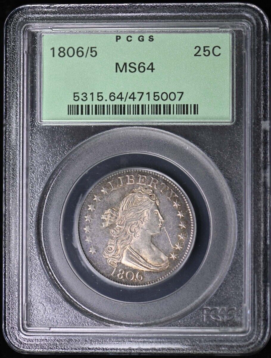 1806/5 25C Draped Bust Quarter PCGS MS64 OGH