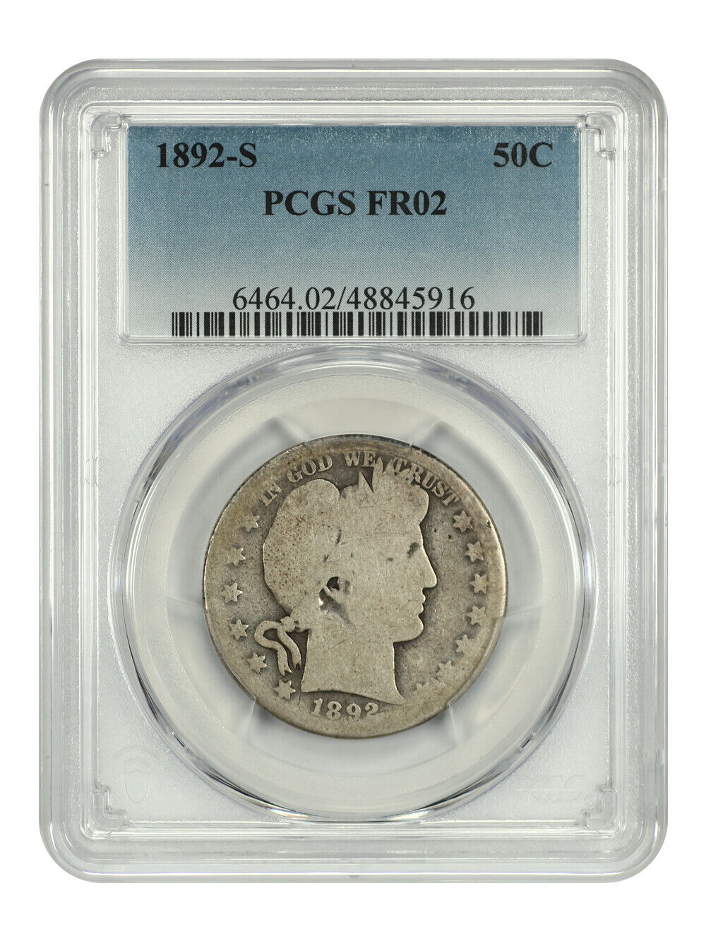 1892-S 50C PCGS Fair 02 - Barber Half Dollar - Better S-Mint Half