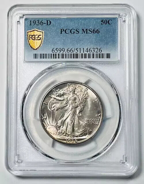 1936 D Walking Liberty Half Dollar PCGS MS-66