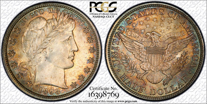 1898 50C Barber Half Dollar PCGS MS66 (CAC)