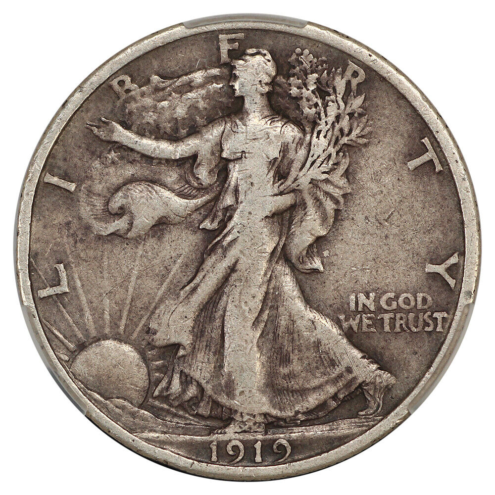 1919 50C CACG F15 - Walking Liberty Half Dollar - Scarce, Early Walker