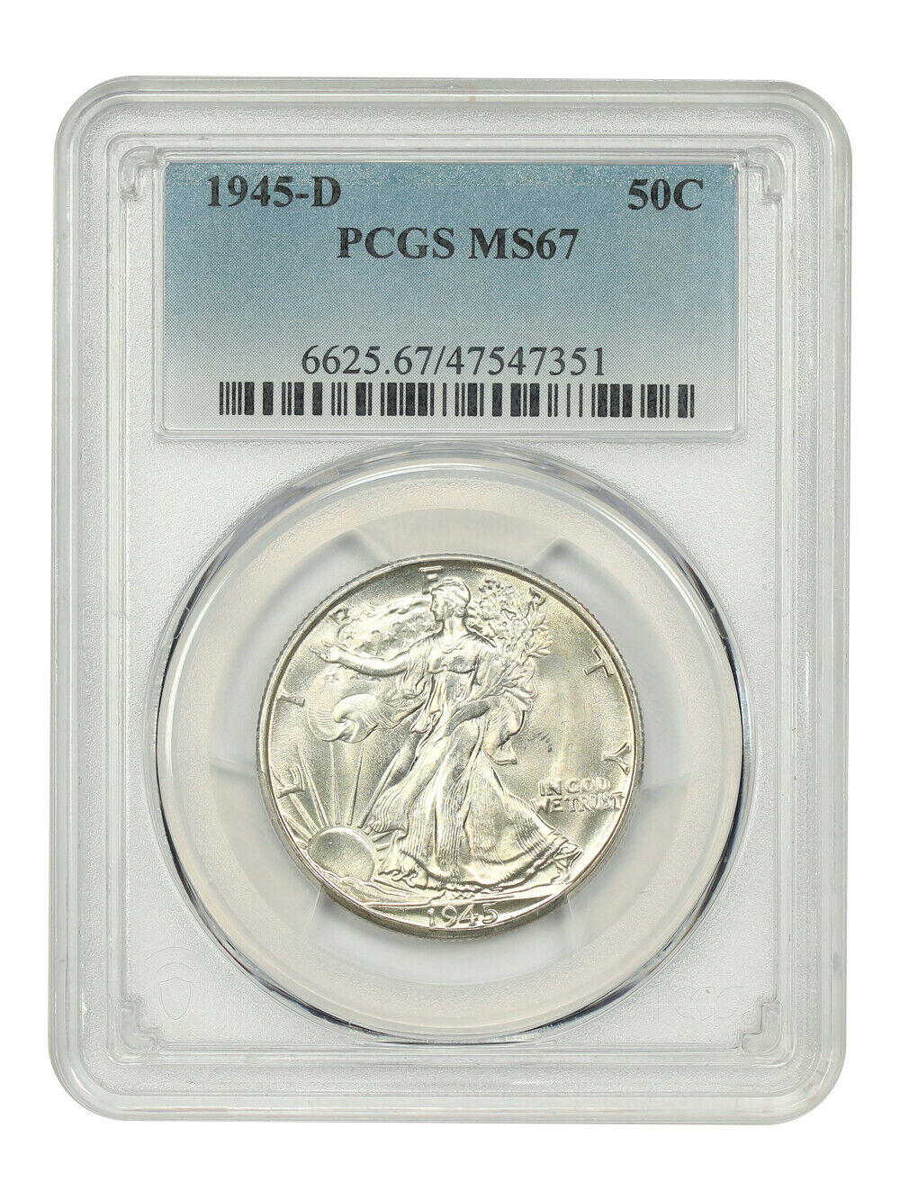 1945-D 50C PCGS MS67 - Walking Liberty Half Dollar