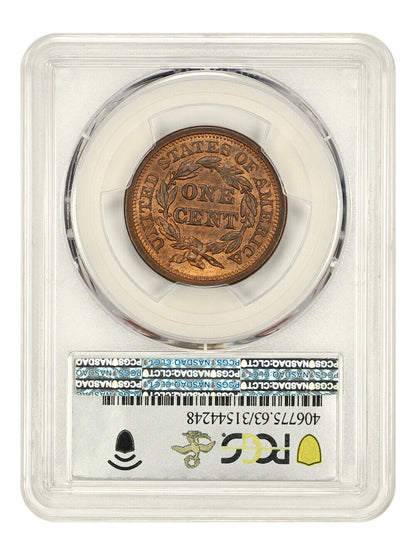 1851 1c PCGS MS63 RB (N-40) ex: D.L. Hansen
