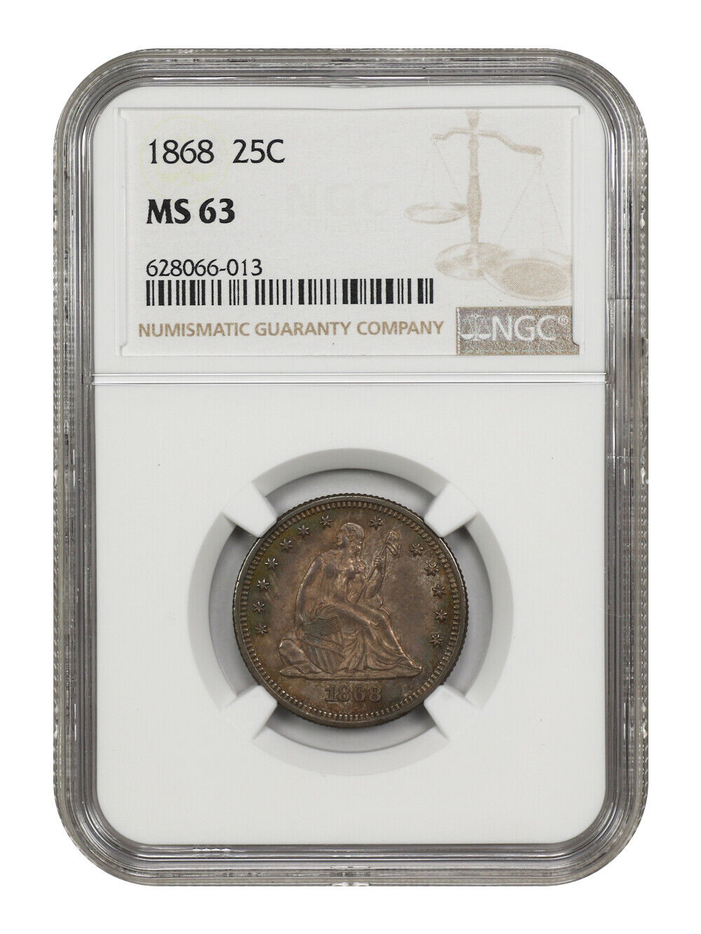 1868 25C NGC MS63