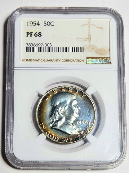 1954 P Franklin Half Dollar NGC PF-68 - PRETTY!