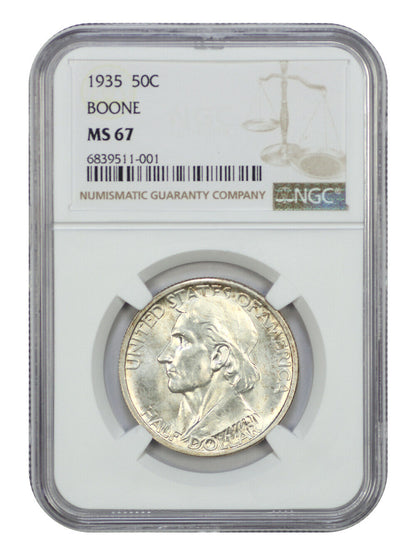 1935 50C Boone NGC MS67 - Classic Silver Commemorative - Low Mintage Issue