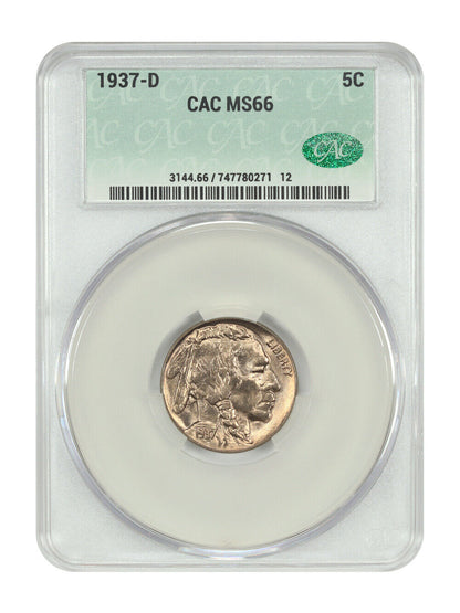 1937-D 5C CACG MS66 - Buffalo Nickel