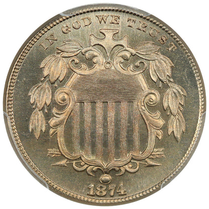 1874 5C PCGS PR67CAM ex: D.L. Hansen