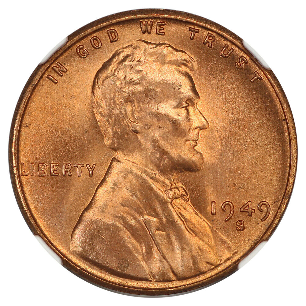 1949-S 1C NGC MS67+RD - Lincoln Cent (Wheat Reverse)