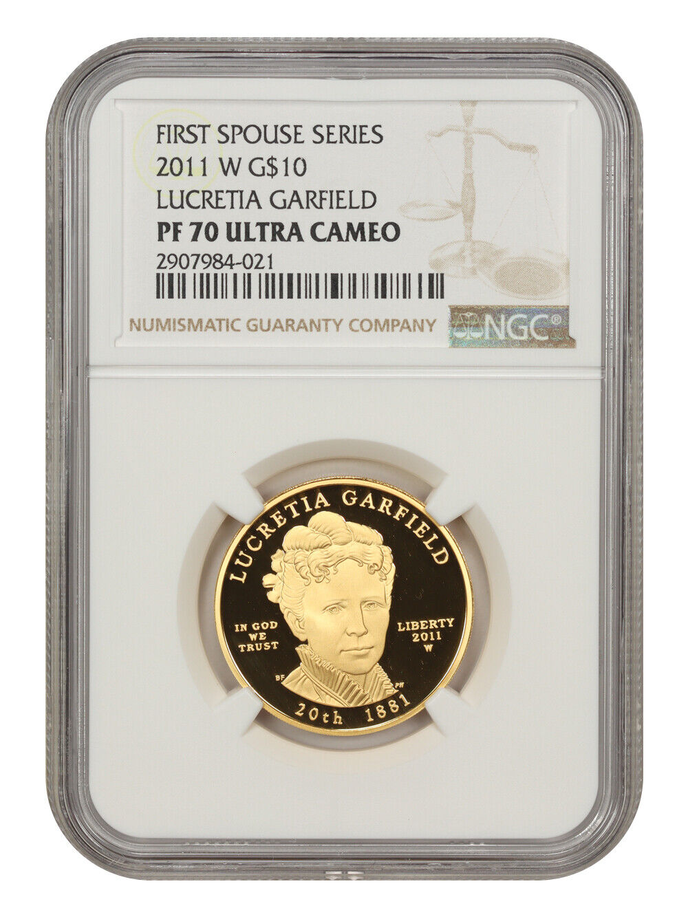 2011-W $10 Lucretia Garfield NGC PR70DCAM