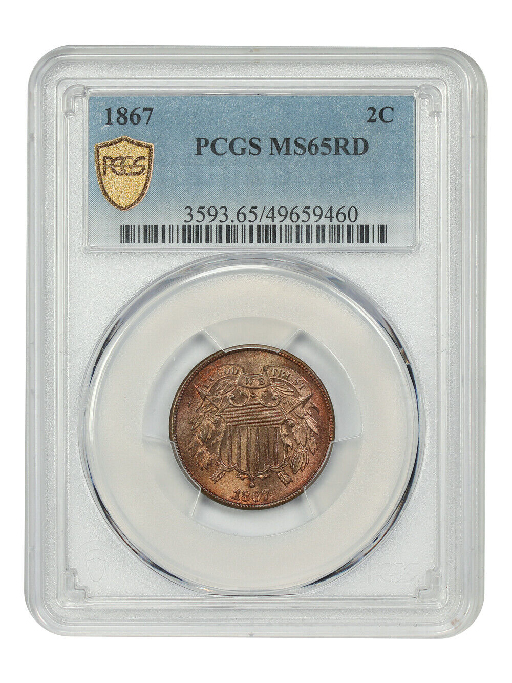 1867 2C PCGS MS65RD - Two Cent