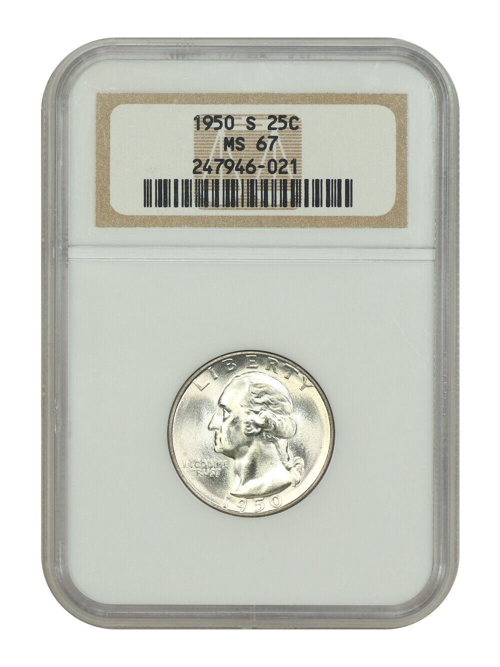 1950-S 25C NGC MS67 - Washington Quarter