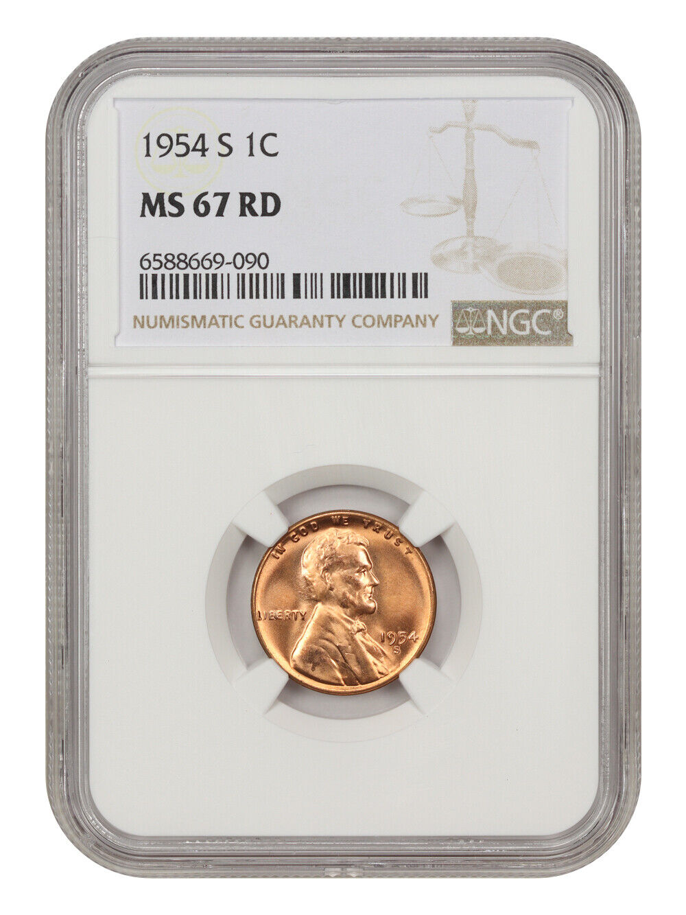 1954-S 1c NGC MS67 RD