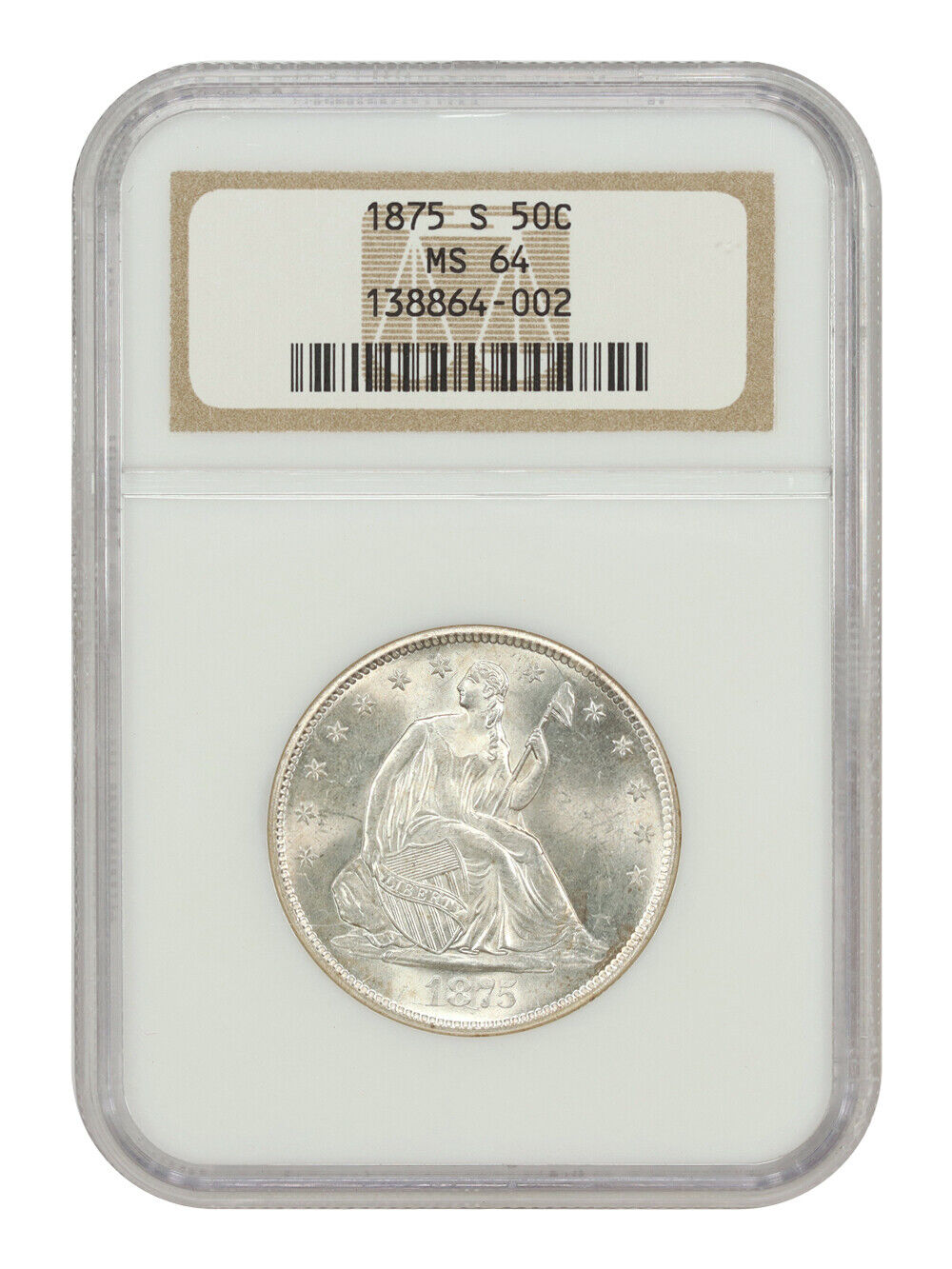 1875-S 50C NGC MS64 - Liberty Seated Half Dollar