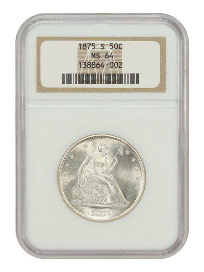 1875-S 50C NGC MS64 - Liberty Seated Half Dollar