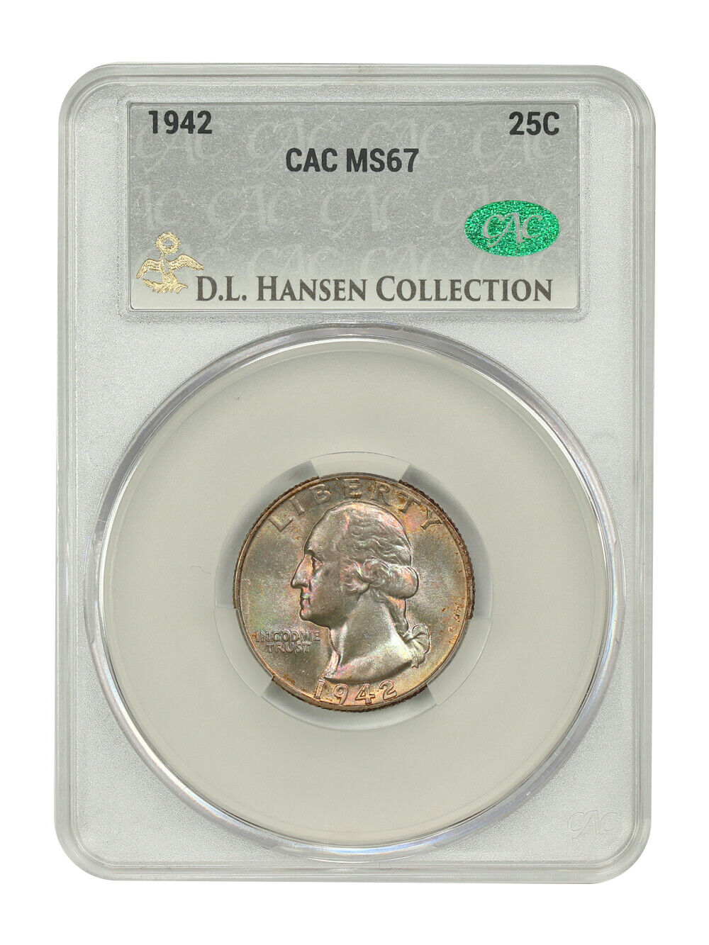 1942 25C CACG MS67 ex: D.L. Hansen - Washington Quarter