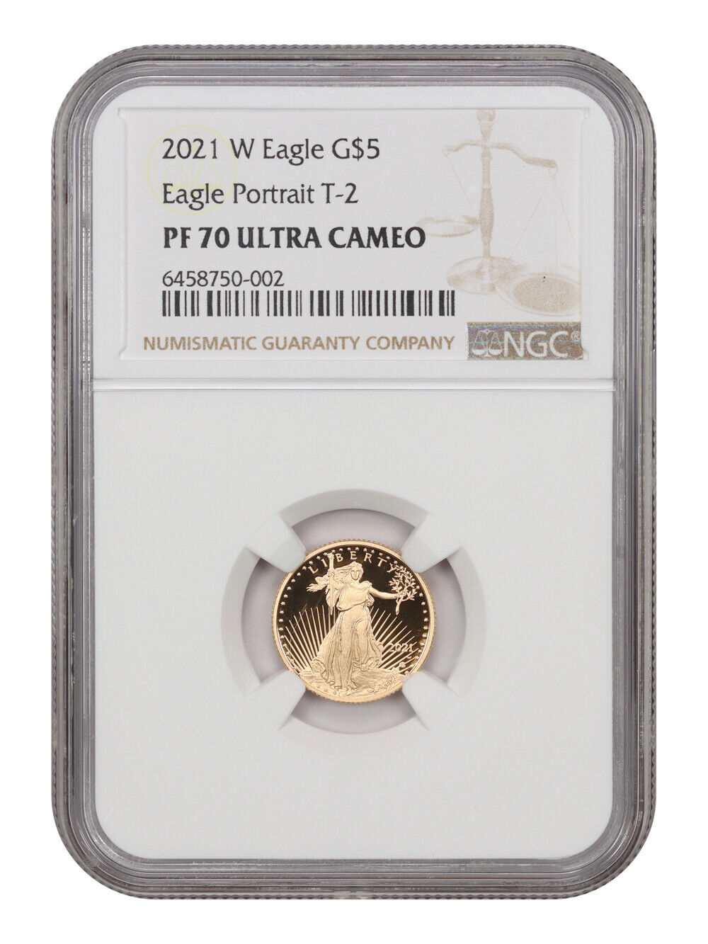 2021-W $5 Gold Eagle - Type 2 NGC PR70DCAM