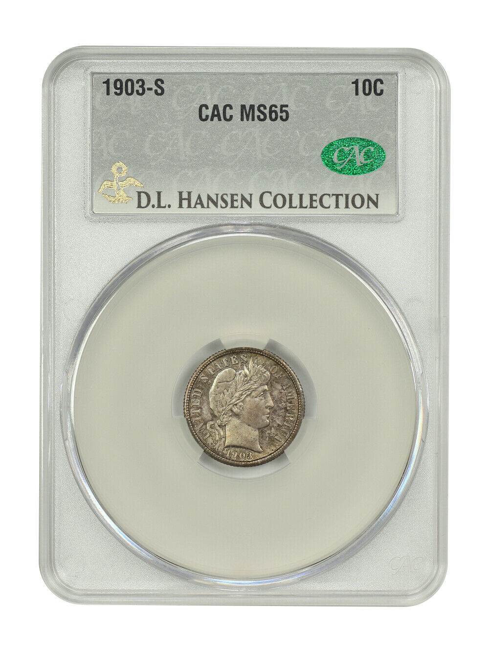 1903-S 10C CACG MS65 ex: D.L. Hansen - Barber Dime