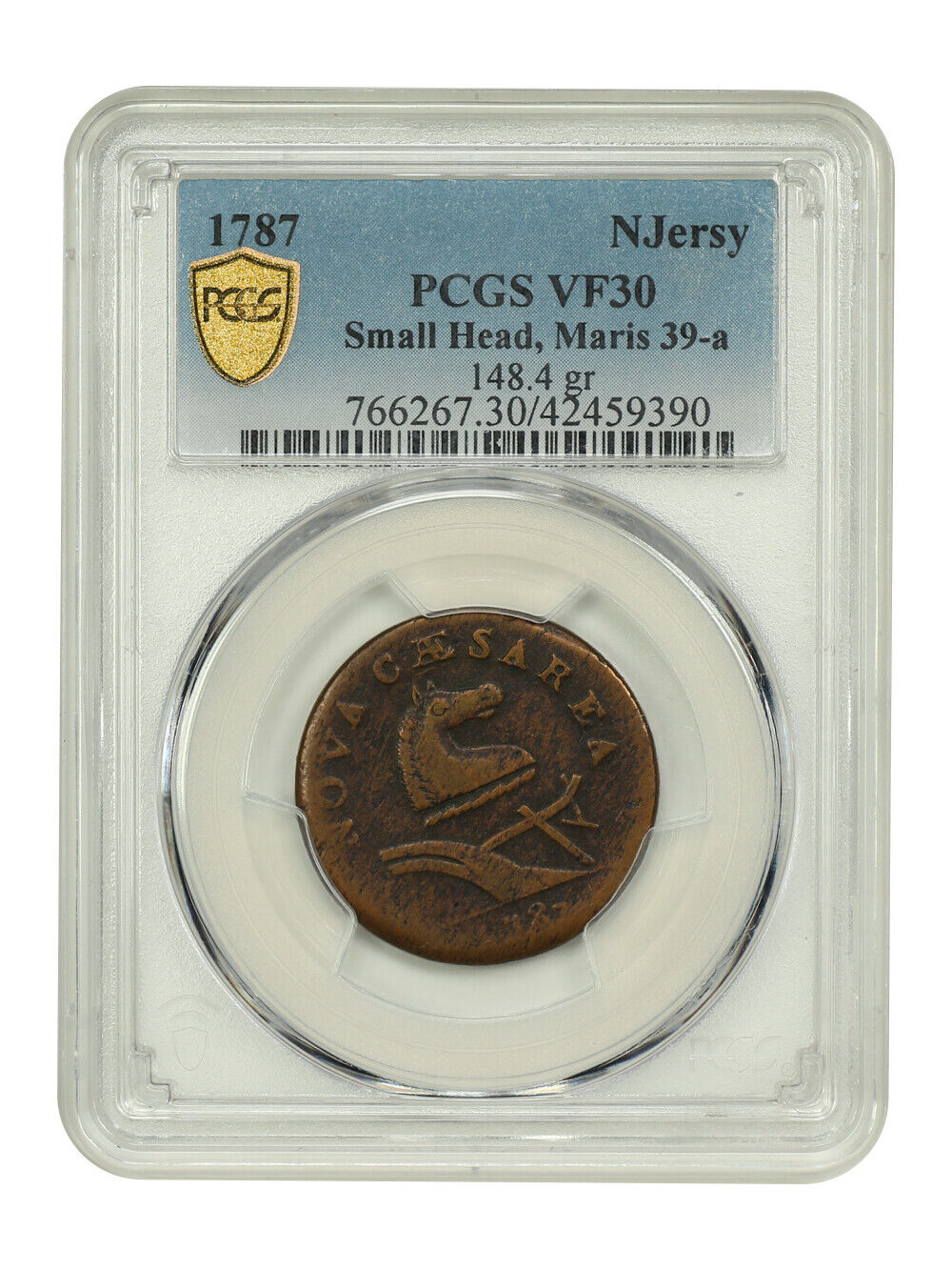 1787 NJersy Sm. Plan PCGS VF30BN - Colonials