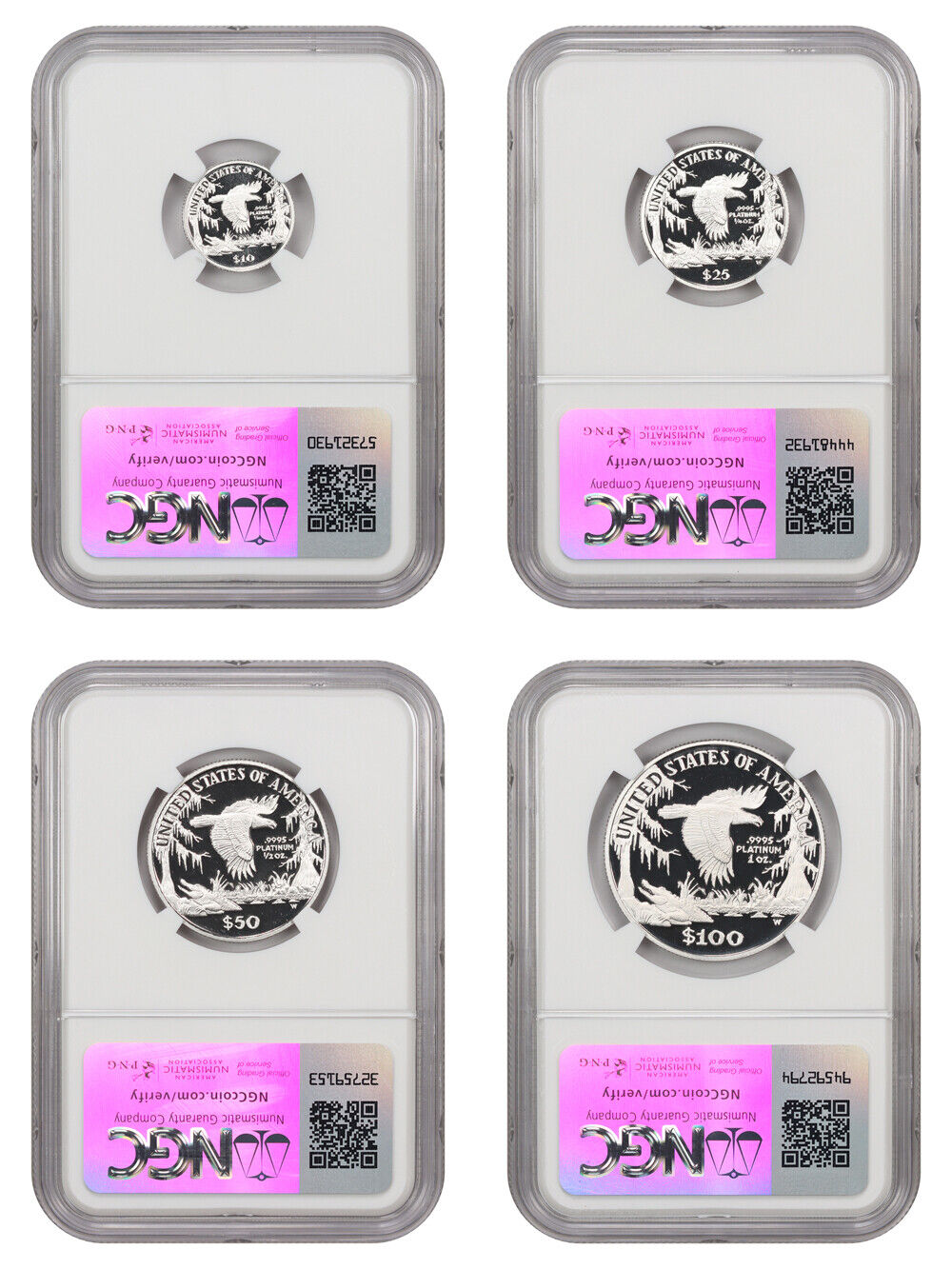 1999-W Platinum Statue of Liberty Set NGC PR70DCAM (4 Coins)