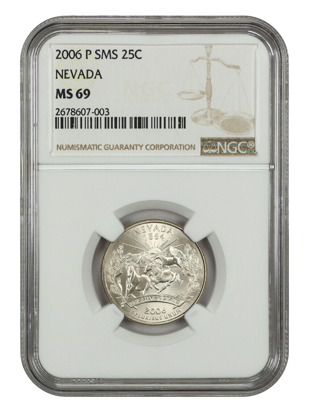 2006-P 25C Nevada NGC SP69 (Satin Finish) - Washington 50 States Quarters