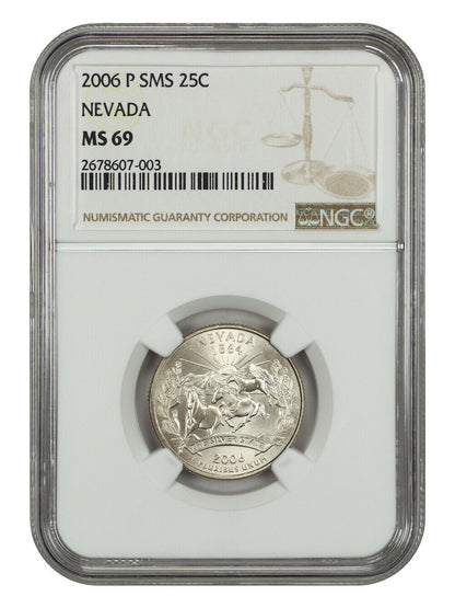 2006-P 25C Nevada NGC SP69 (Satin Finish) - Washington 50 States Quarters