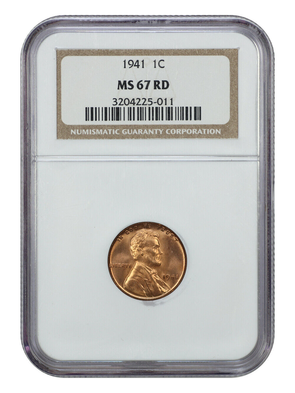 1941 1C NGC MS67RD - Lincoln Cent (Wheat Reverse)