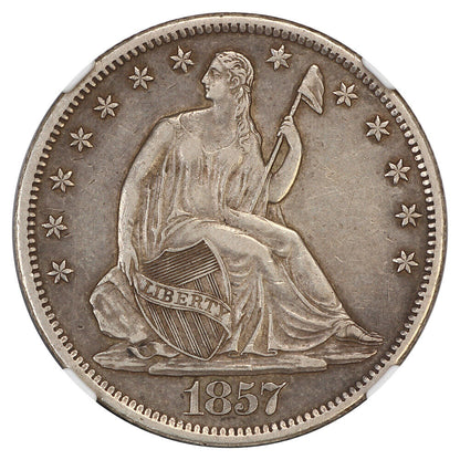 1857-S 50C NGC XF45 - Liberty Seated Half Dollar - Key Date Seated Half