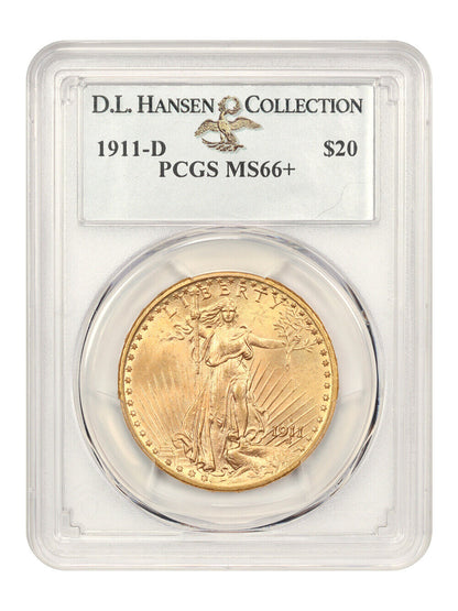 1911-D $20 PCGS MS66+ ex: D.L. Hansen