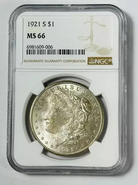 1921 S Morgan Silver Dollar NGC MS-66