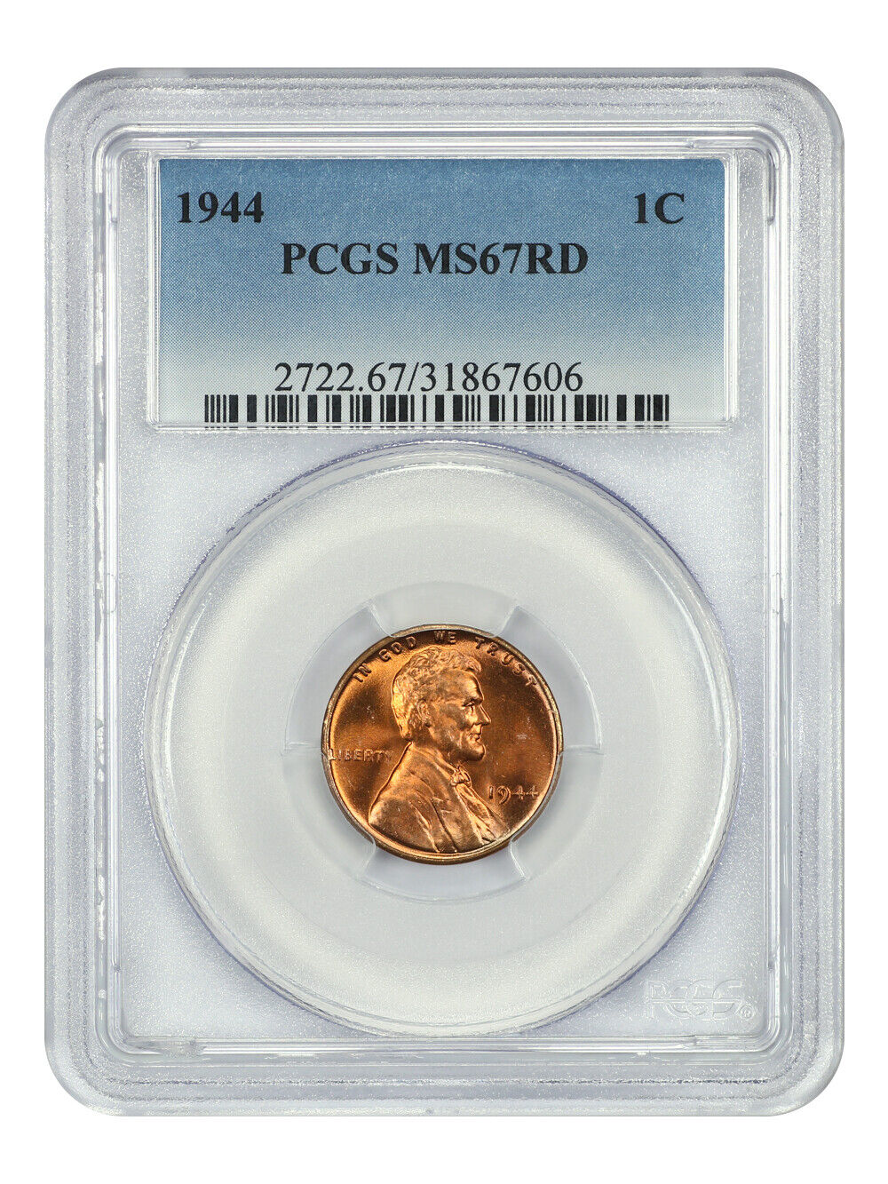 1944 1C PCGS MS67RD - Lincoln Cent (Wheat Reverse)