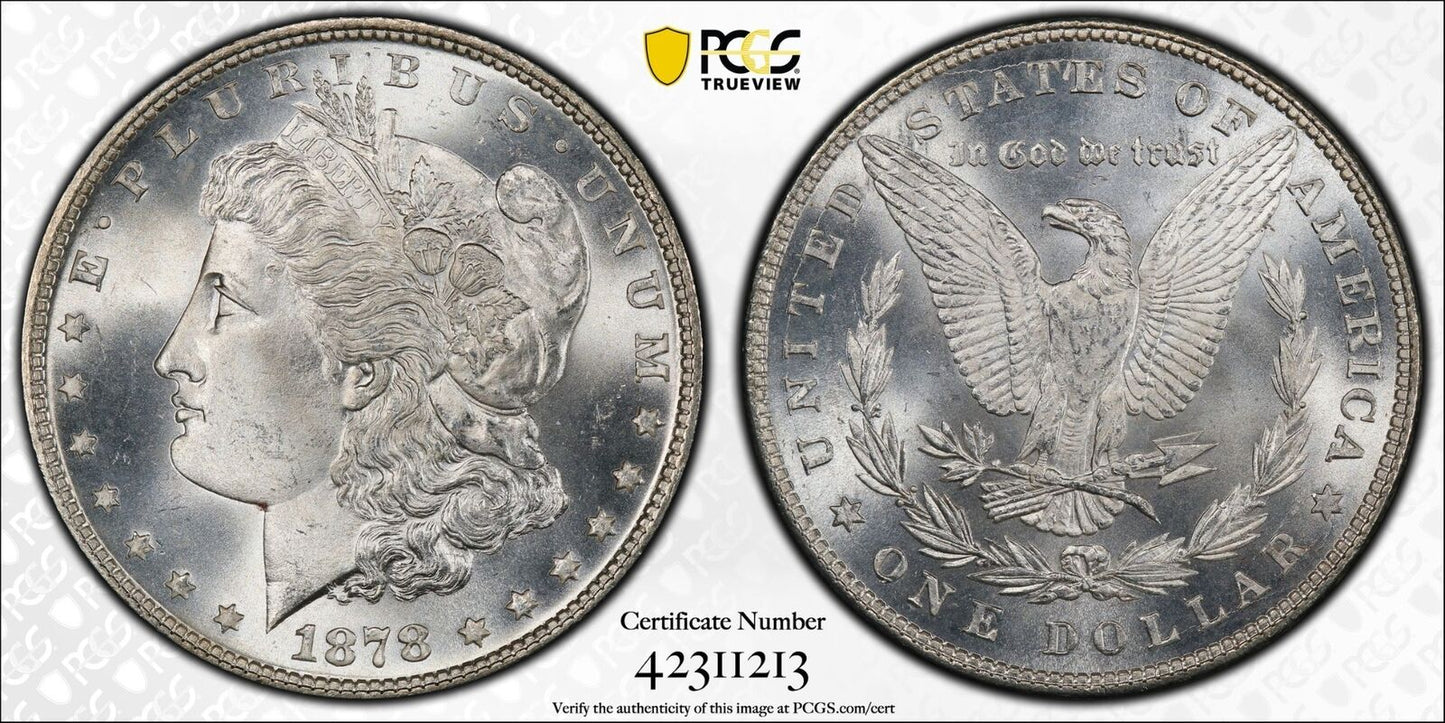 1878 7TF $1 7TF, Reverse of 1879 Morgan Dollar PCGS MS66