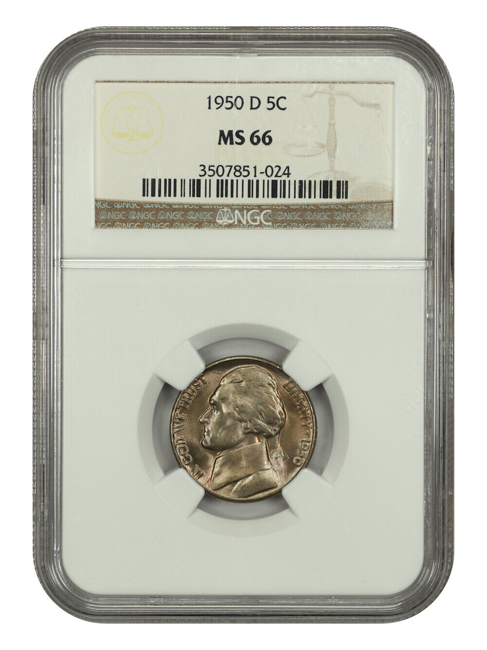 1950-D 5C NGC MS66 - Jefferson Nickel