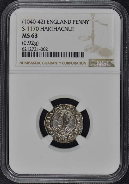 (1040-42) England Penny S-1170 Harthacnut NGC MS63 Top Pop 1/0