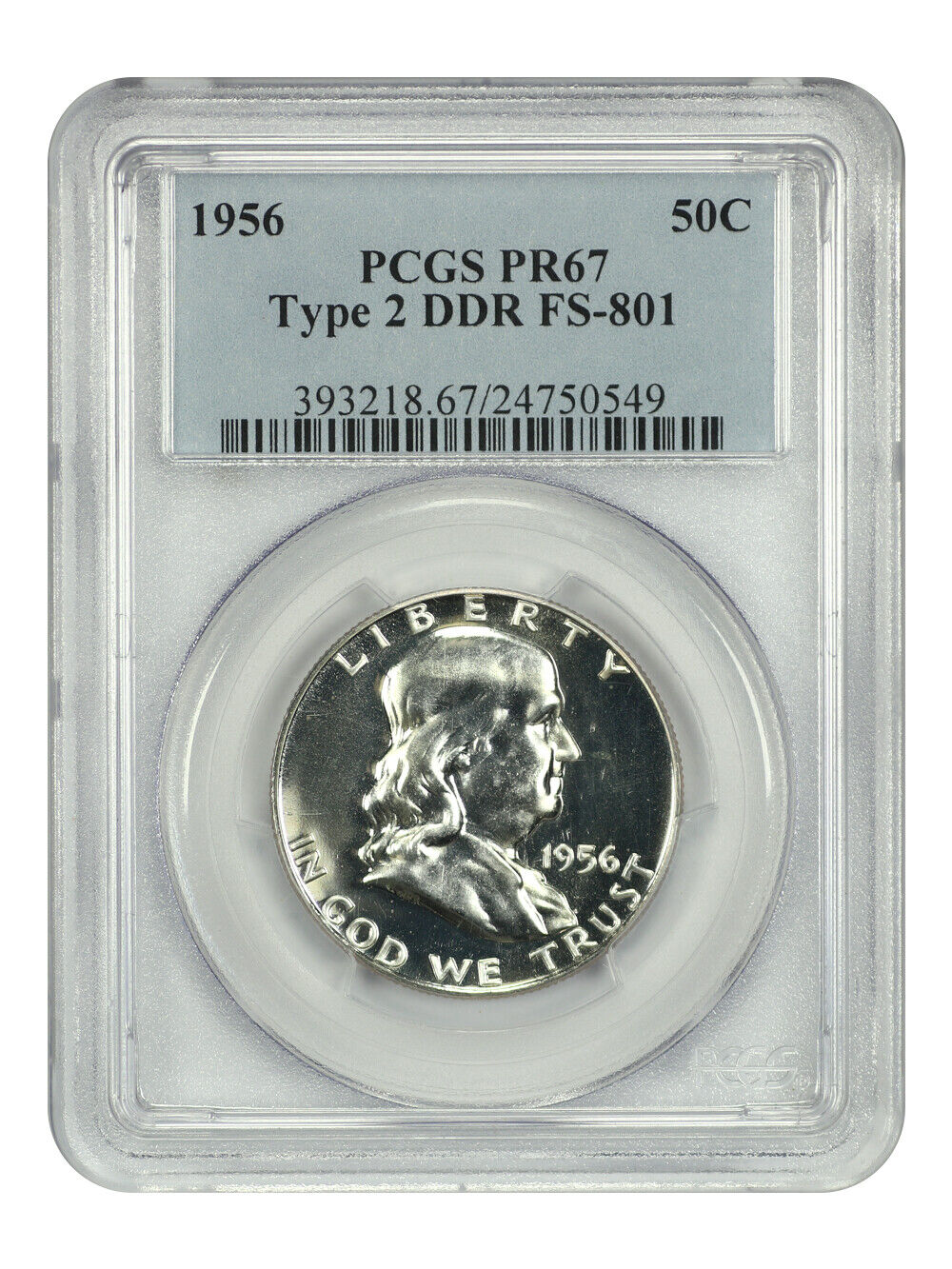 1956 50C Type 2 DDR FS-801 PCGS PR67 - Franklin Half Dollar