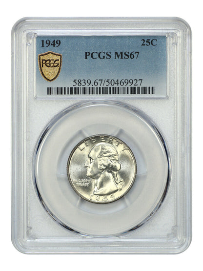 1949 25C PCGS MS67 - Washington Quarter