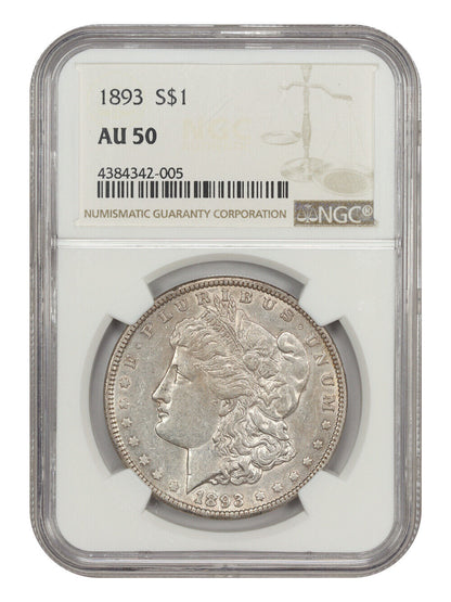 1893 $1 NGC AU50 - Morgan Dollar - Better Date P-Mint