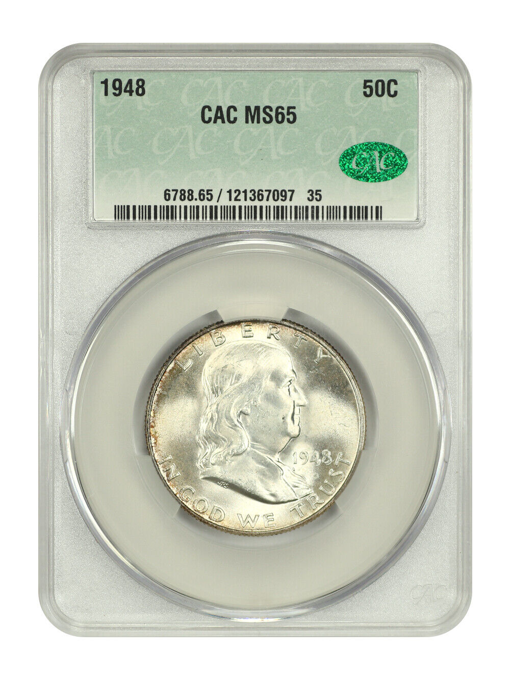 1948 50C CACG MS65 - Franklin Half Dollar