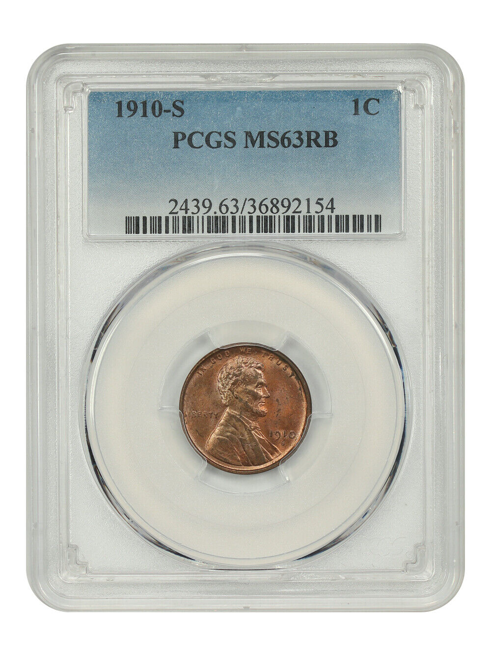 1910-S 1C PCGS MS63RB - Lincoln Cent (Wheat Reverse) - Better S-Mint