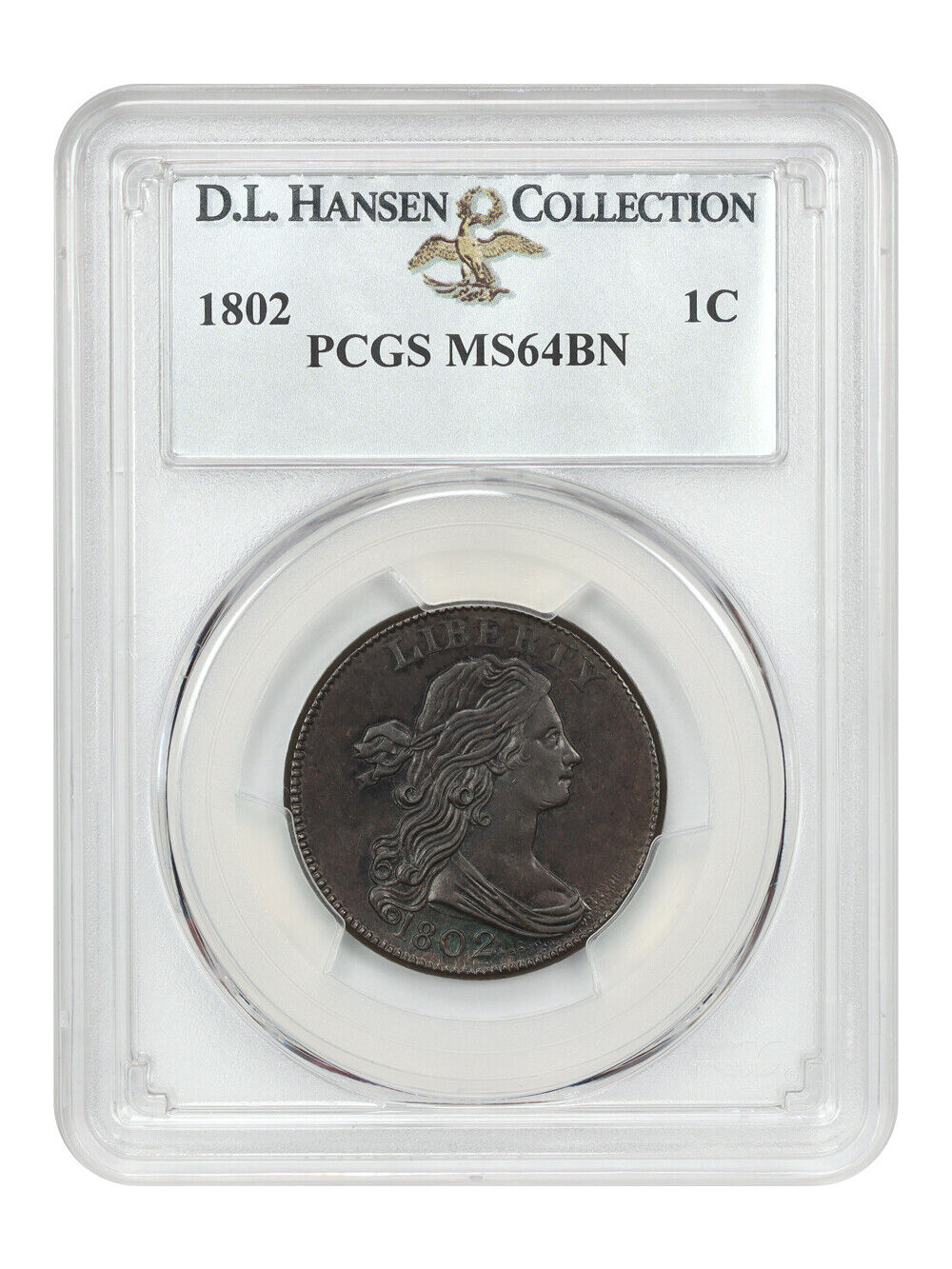 1802 1C PCGS MS64BN ex: D.L. Hansen