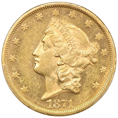 1871-S $20 PCGS MS60 - Liberty Head $20